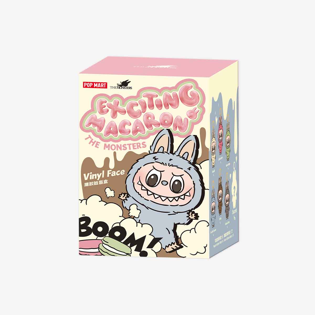 POP MART The Monsters Labubu Exciting Macaron 1-Pack Blind Box single box packaging on a neutral background
