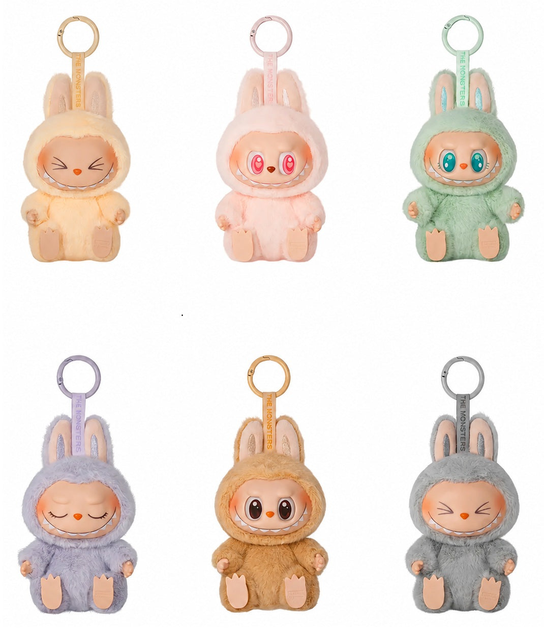 POP MART The Monsters Labubu Have a Seat 6-Pack Full Set regular figures overview with six regular vinyl plush figures on a neutral background, secret figure not guaranteed